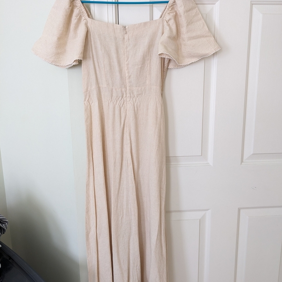 Mango Linen midi beige dress Size S New with tag - Picture 6 of 8